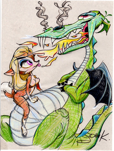 Art Original Color - Furries and Dragons