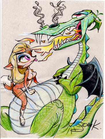 Art Original Color - Furries and Dragons