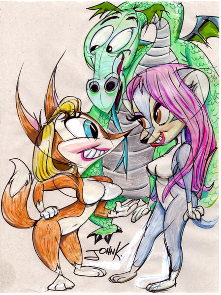 Art Original Color - Furries and Dragons