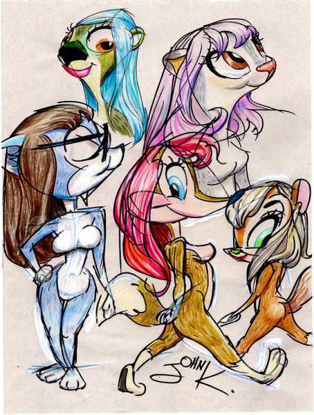 Art Original Color - Furries and Dragons