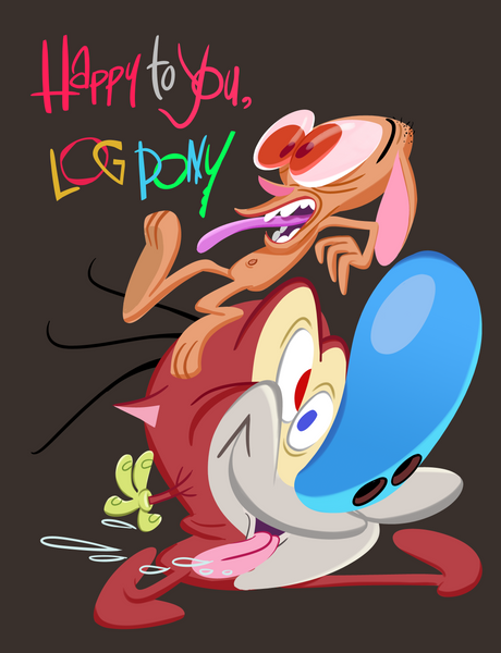 "Happy To You Log Pony" Ren & Stimpy Unisex Heavyweight T-Shirt
