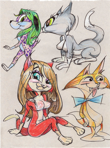 Art Original Color - Furries and Dragons