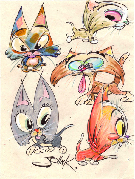 Art Original - Colorful Kitties