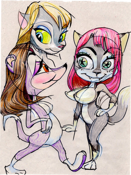 Art Original Color - Furries and Dragons